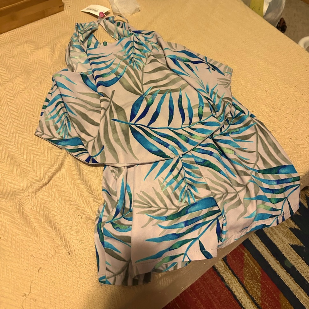 Blue,gray, and purple romper